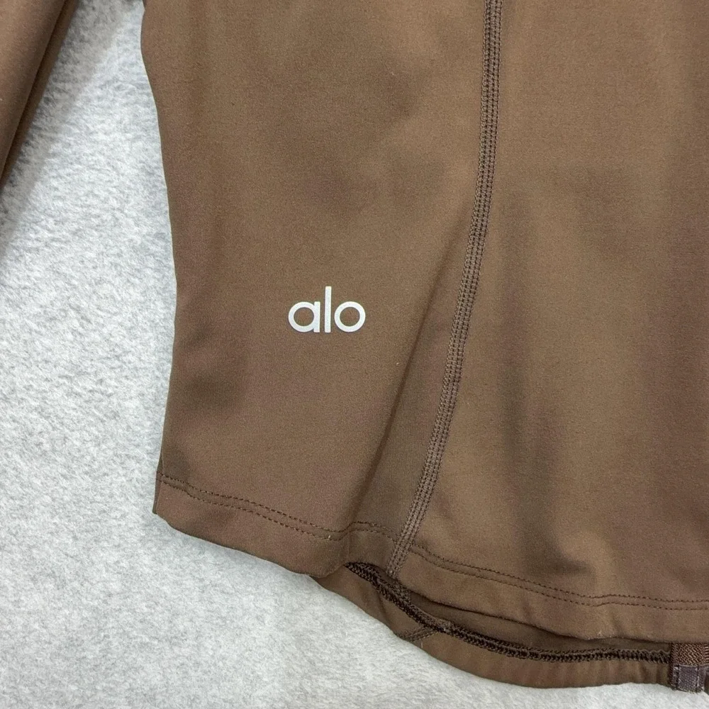Alo Yoga Jacket Womens XS Brown Track Hooded Full Zip Performance Thumbholes